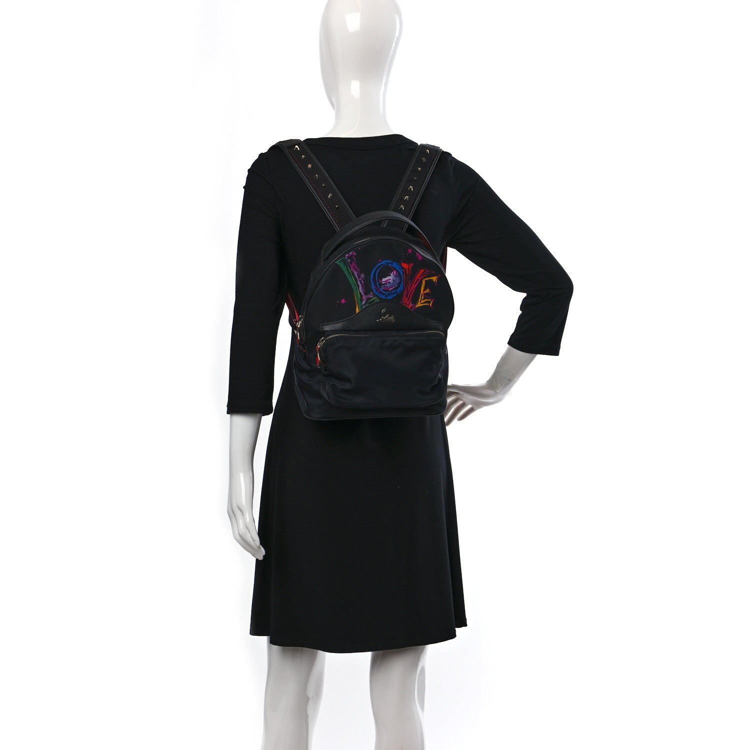 Christian Louboutin Nylon Calfskin Love Small Backloubi Backpack Black 2 of 9