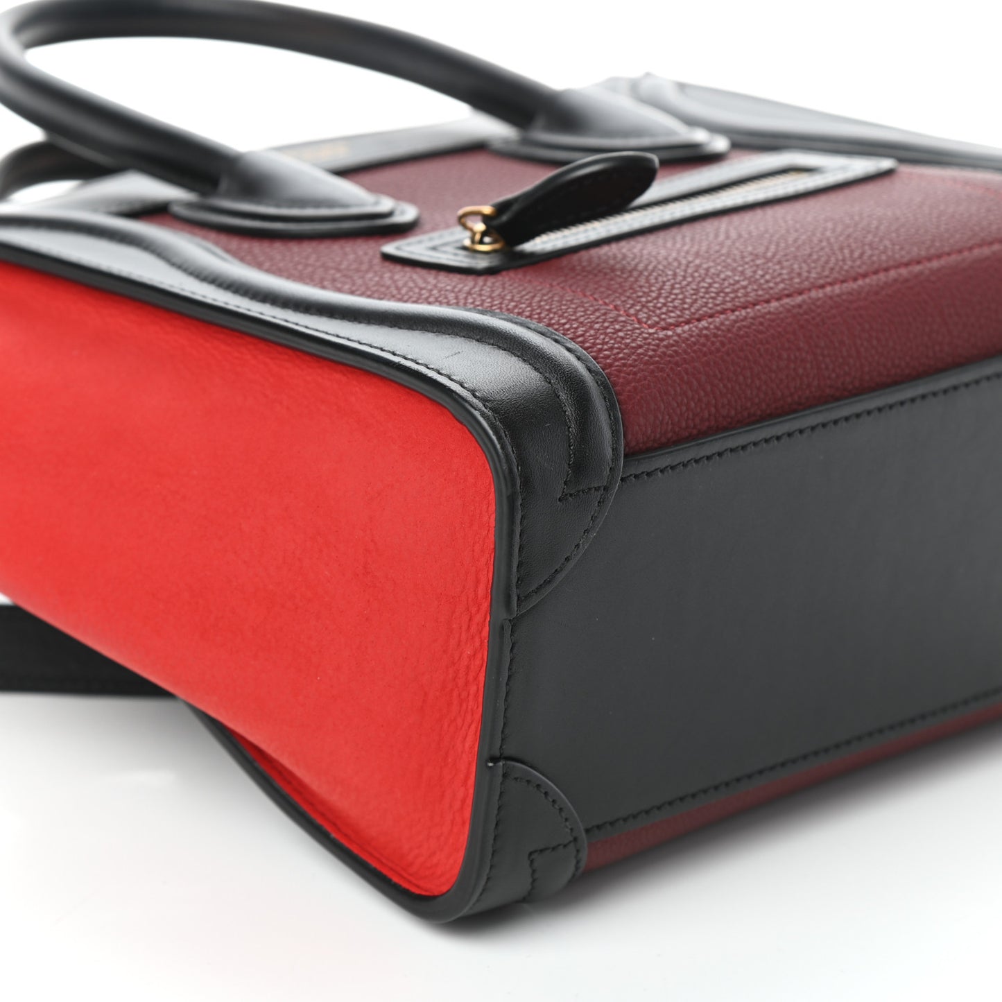 Drummed Calfskin Nubuck Nano Tri-Color Luggage Burgundy