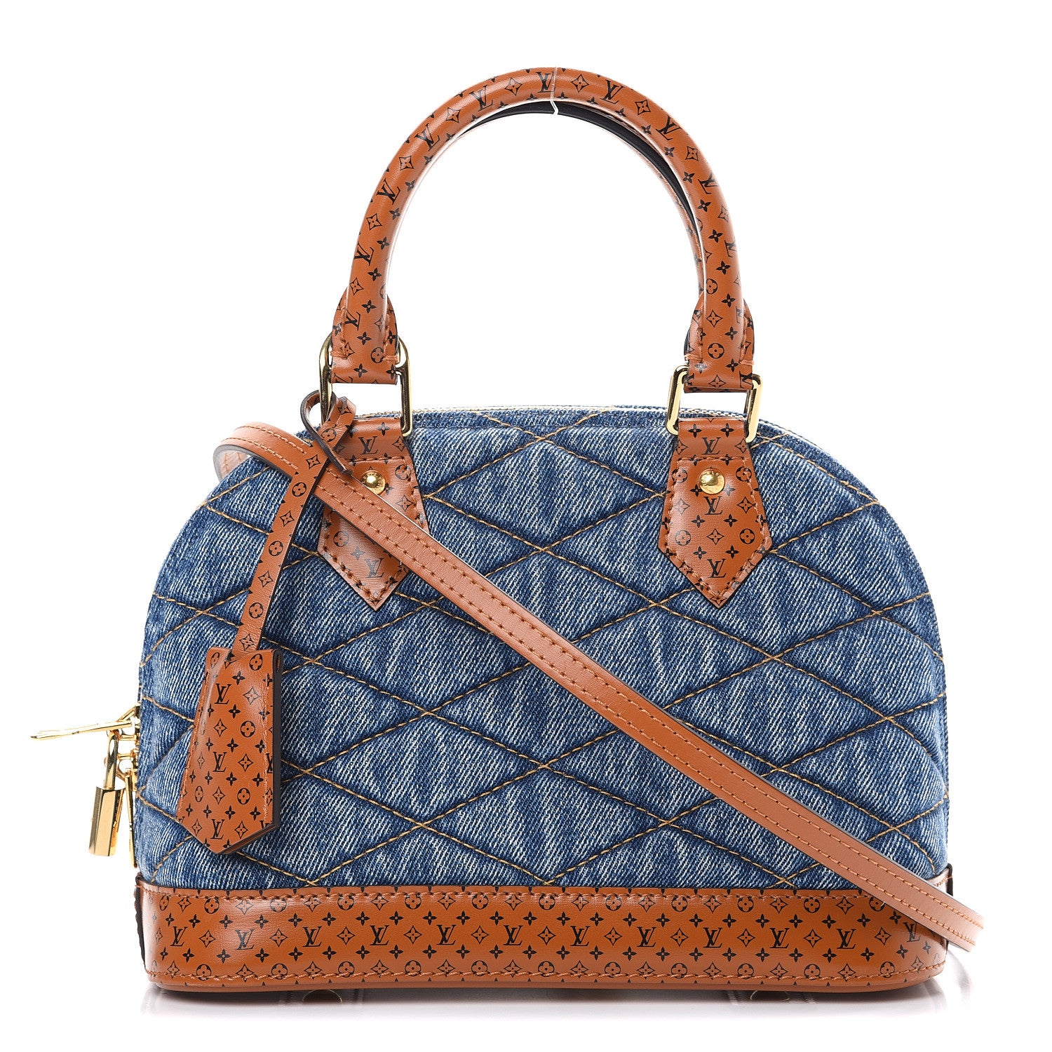 Louis Vuitton Denim Calfskin Reverse Monogram Malletage Alma BB Blue 1 of 9
