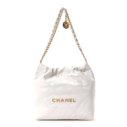 Chanel Shiny Calfskin Quilted Small Chanel 22 White 1 of 11