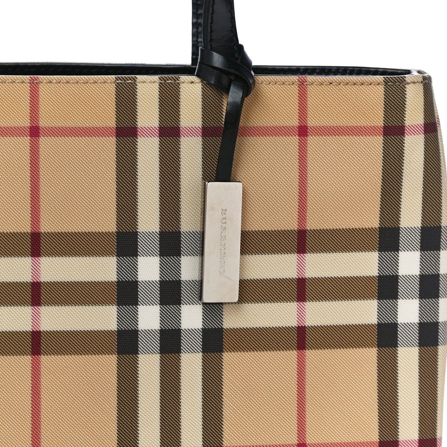 Burberry Canvas House Check Small Tote Black 7 of 11