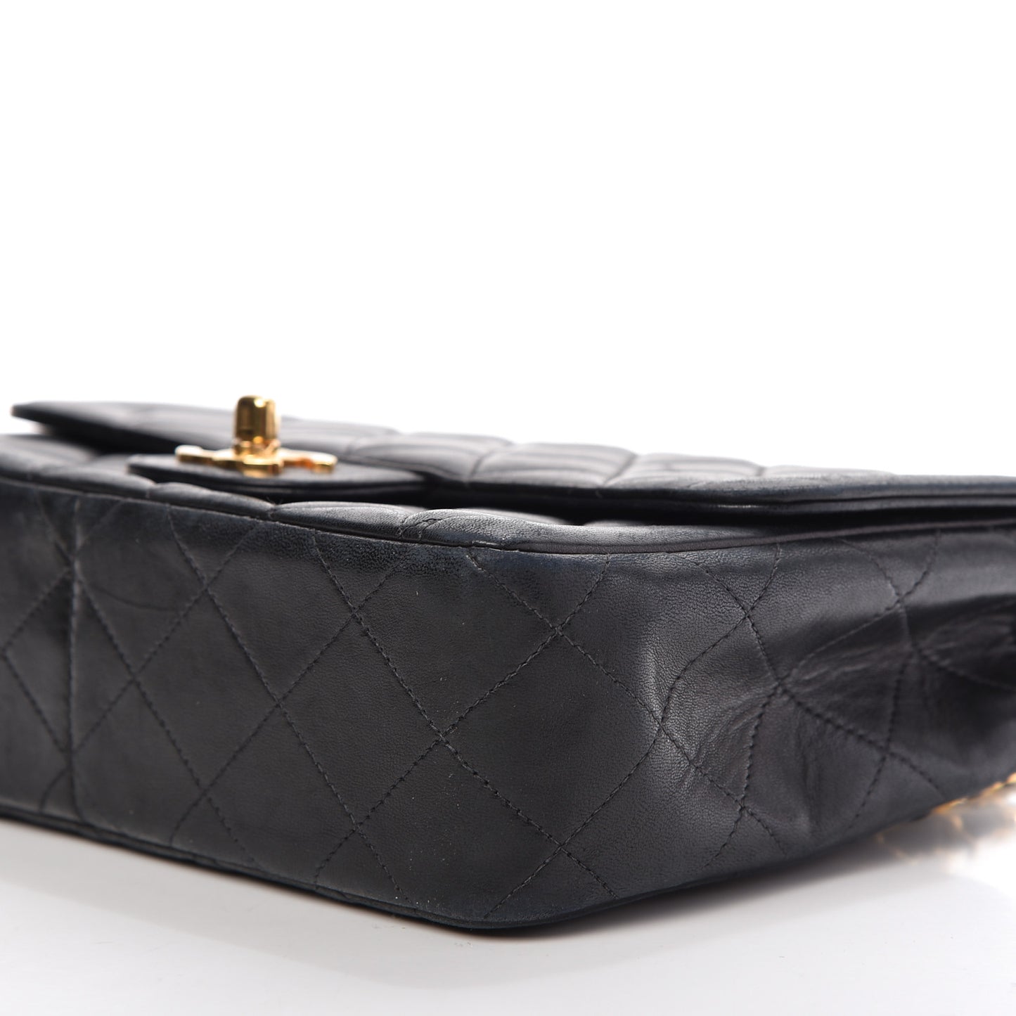 Lambskin Quilted Small Single Flap Black