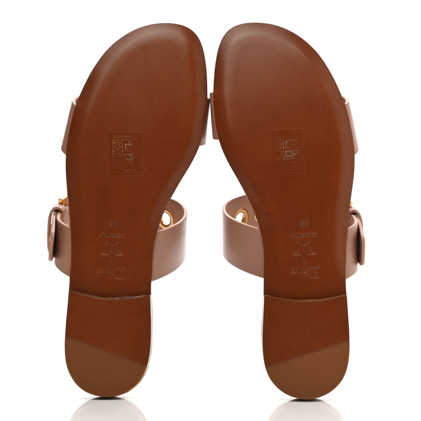 Calfskin D-Dior Slide Sandals 36 Rose De Vents