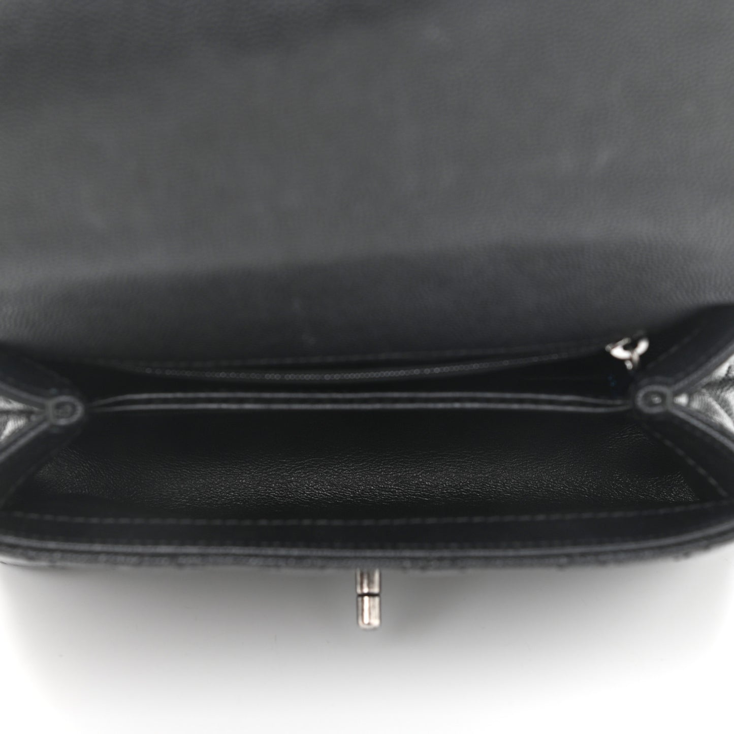Caviar Lizard Embossed Quilted Mini Coco Handle Flap Black