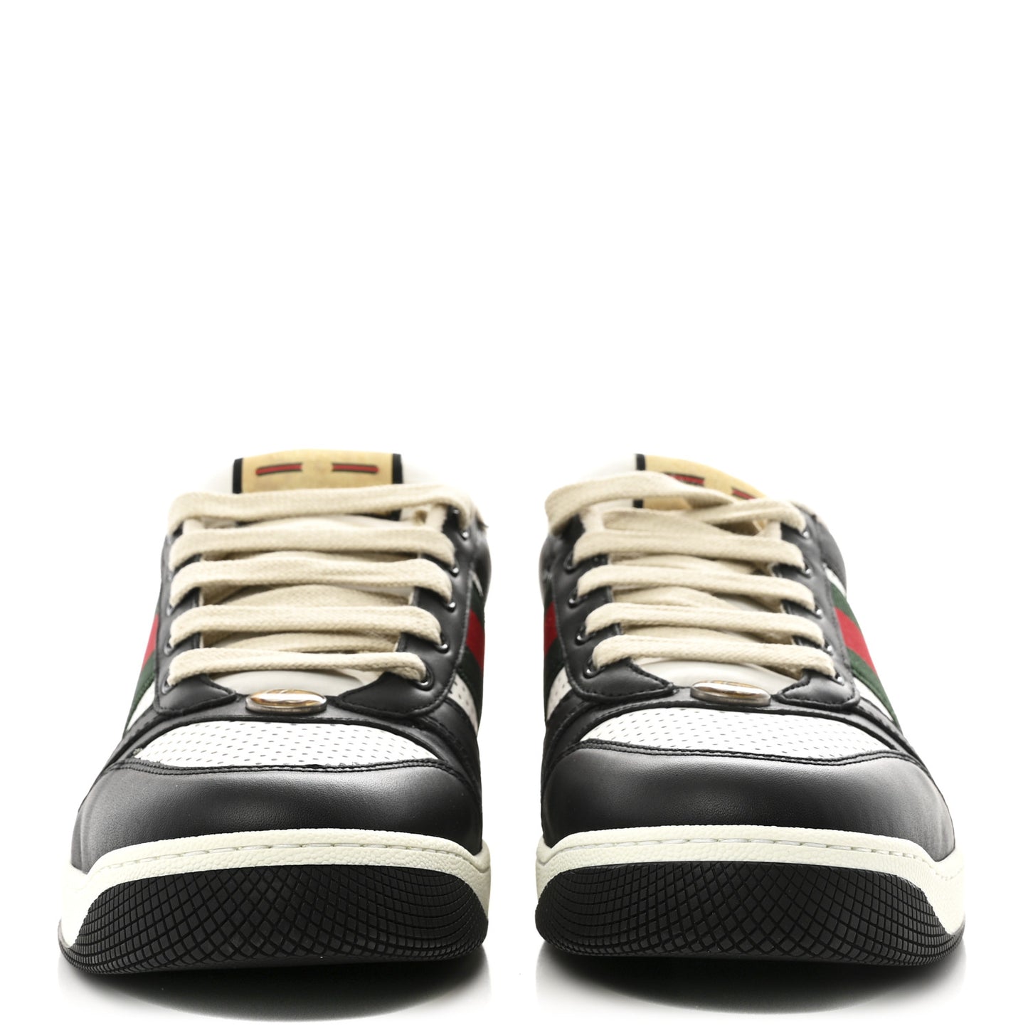 Calfskin Web Mens Screener Sneakers 9.5 Black White