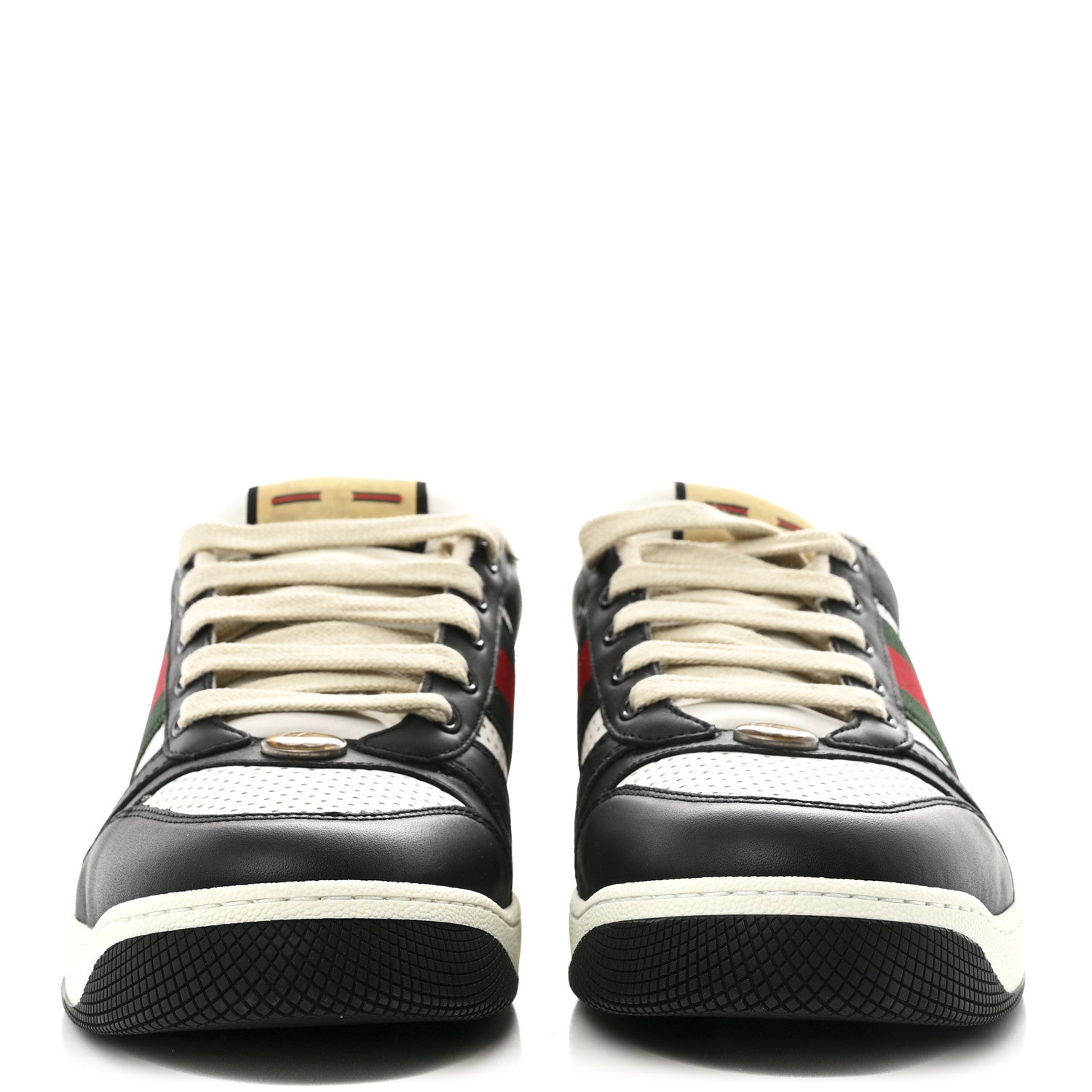 Gucci Calfskin Web Mens Screener Sneakers 9.5 Black White 3 of 11