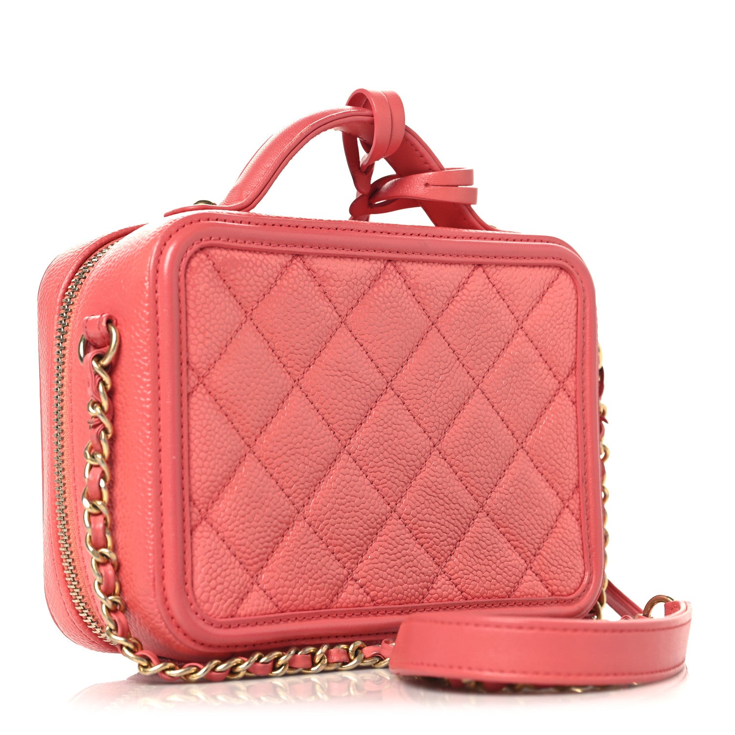 Chanel Caviar Quilted Small CC Filigree Vanity Case Pink 3 of 10