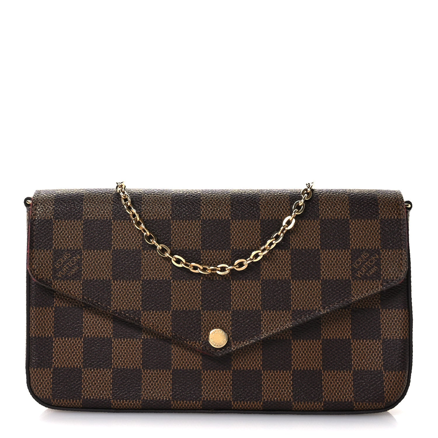 Louis Vuitton Damier Ebene Pochette Felicie Chain Wallet 1 of 11