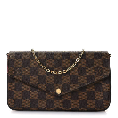Louis Vuitton Damier Ebene Pochette Felicie Chain Wallet 1 of 11