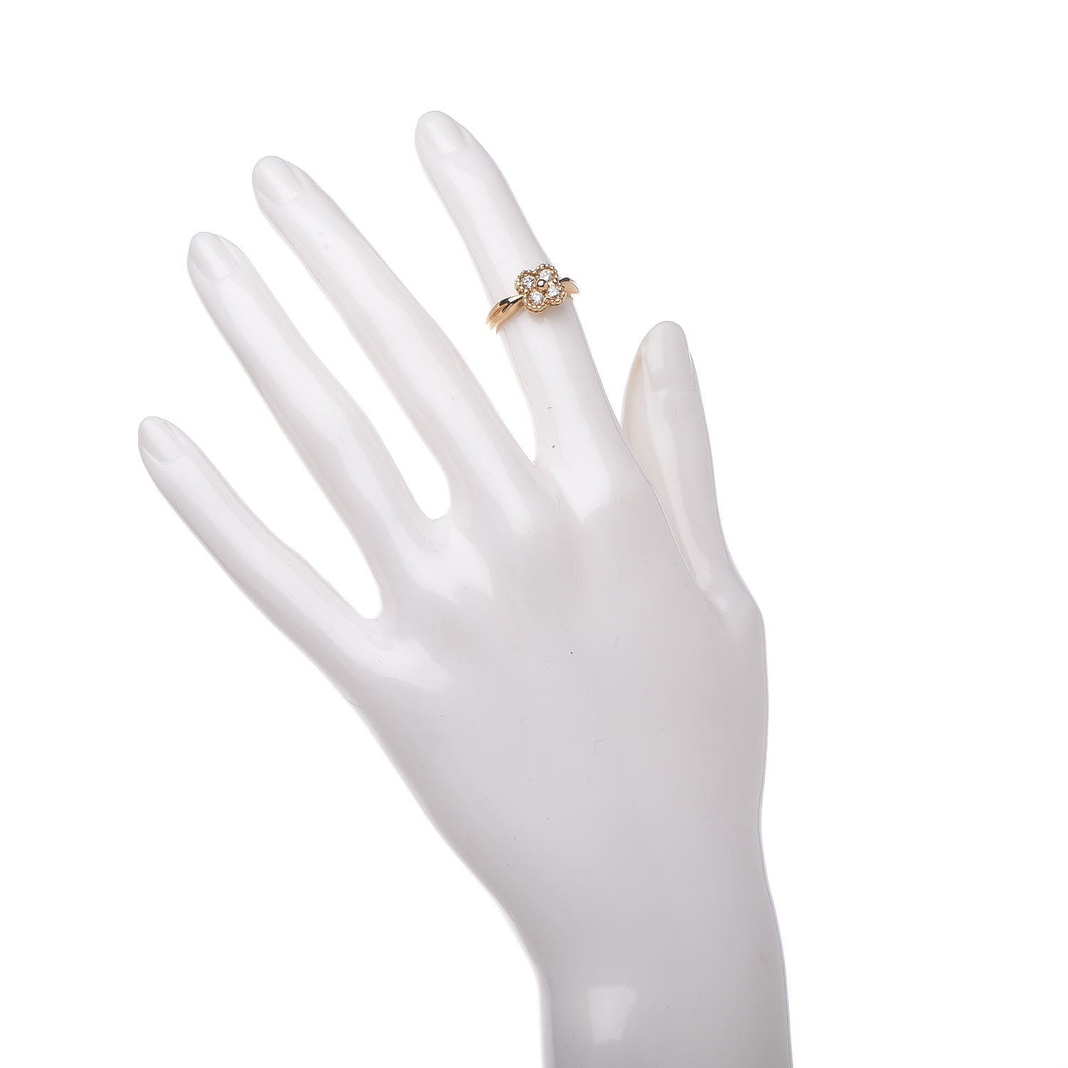 Van Cleef & Arpels 18K Yellow Gold Diamond Flower Ring 48 4.25 2 of 4