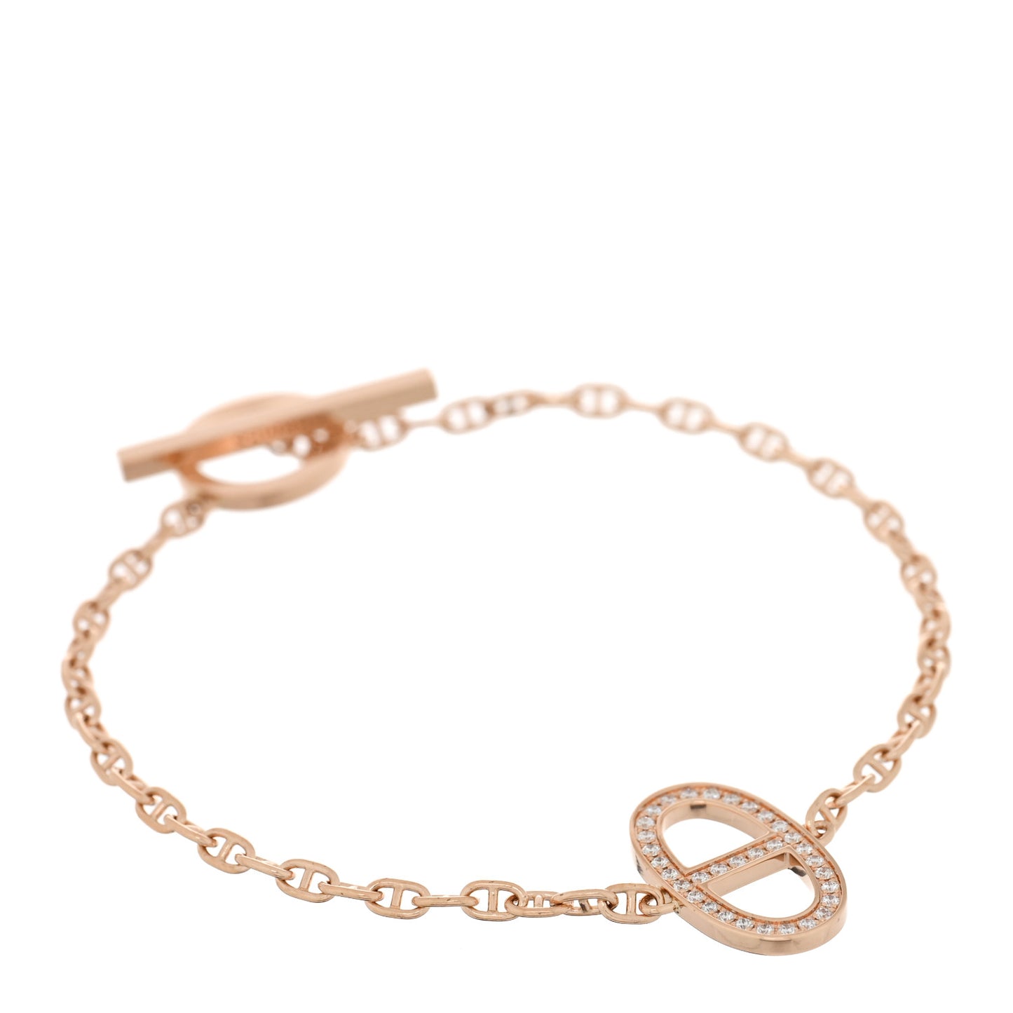 18K Rose Gold Diamond Chaine D'Ancre Contour Bracelet