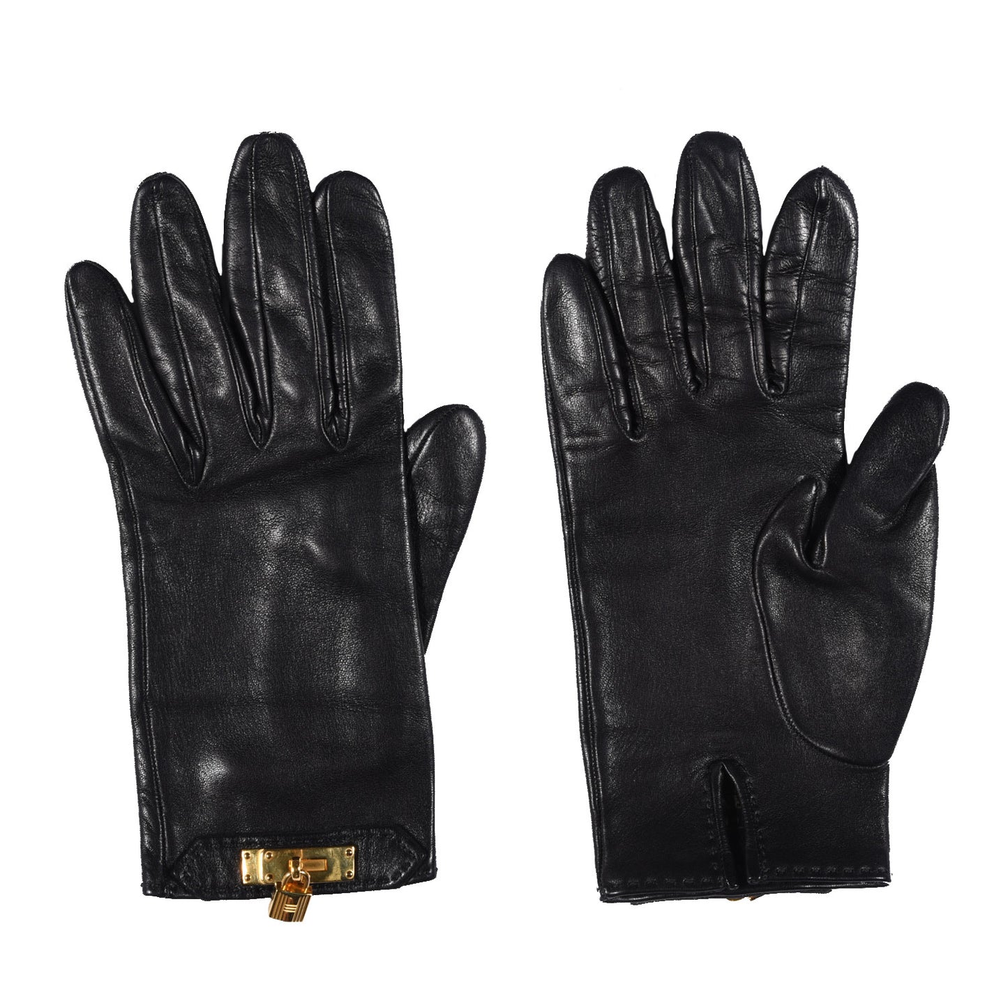 Lambskin Soya Kelly Lock Gloves 6.5 Black