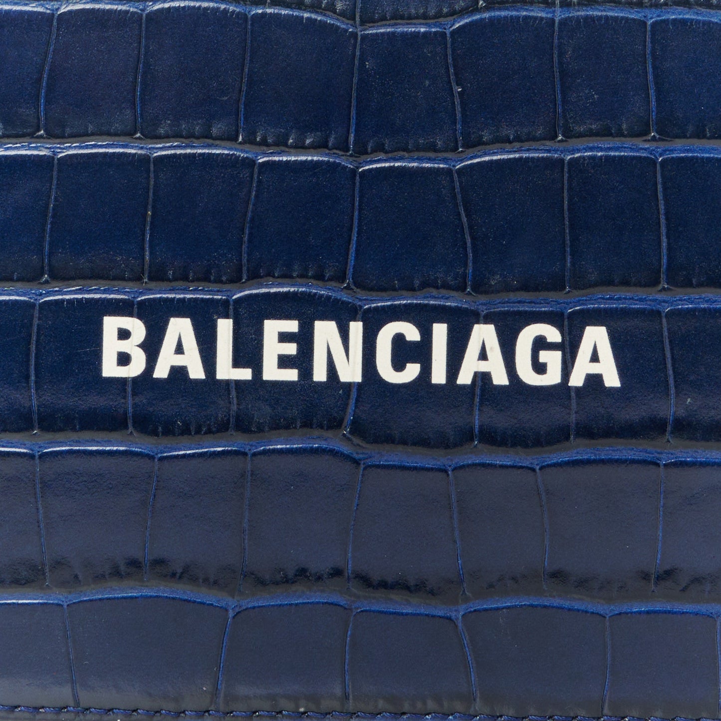 Shiny Calfskin Logo Crocodile Embossed XS Everyday Camera Bag Navy