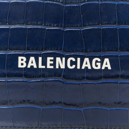 Balenciaga Shiny Calfskin Logo Crocodile Embossed XS Everyday Camera Bag Navy 8 of 11