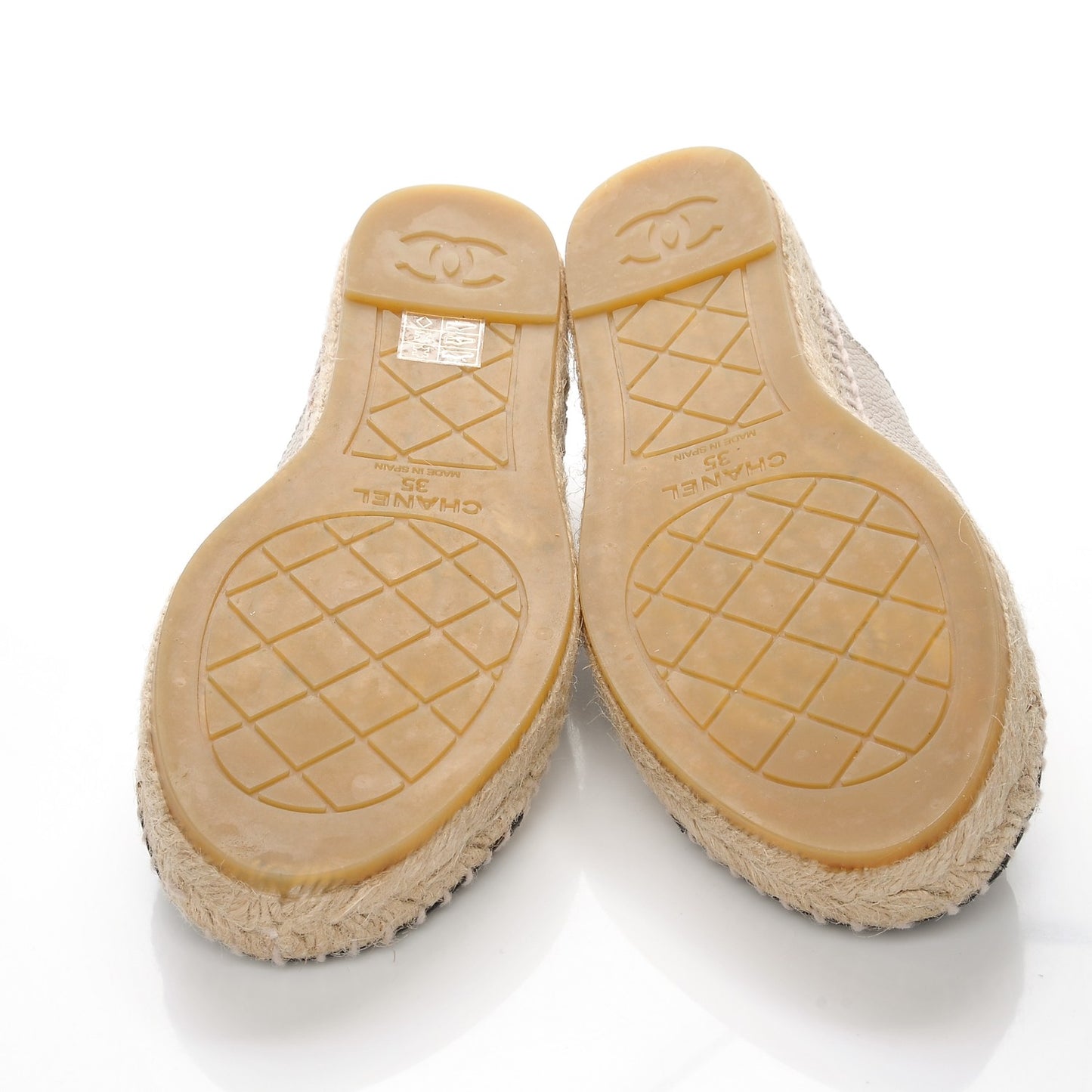 Grained Calfskin CC Espadrilles 35 Beige Black