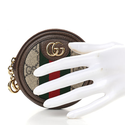 Gucci GG Supreme Monogram Web Ophidia Round Coin Purse Beige New Acero 2 of 10