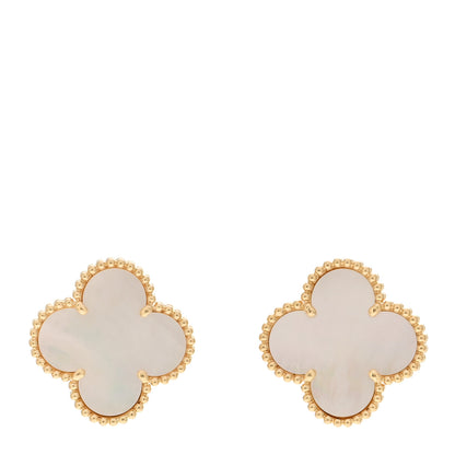 Van Cleef & Arpels 18K Yellow Gold Mother of Pearl Magic Alhambra Earrings 1 of 4