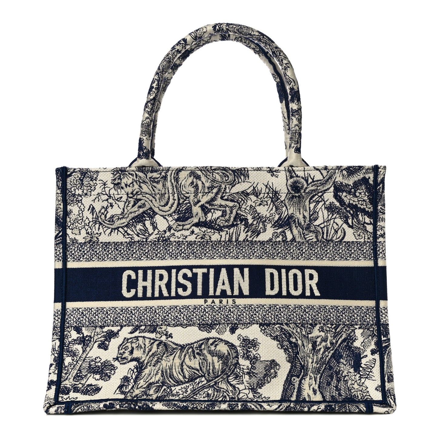 Canvas Embroidered Medium Dioriviera Toile De Jouy Book Tote Blue