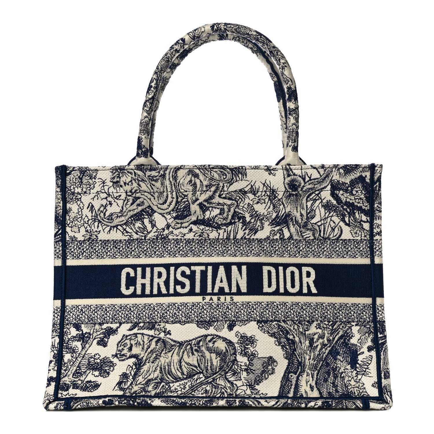 Christian Dior Canvas Embroidered Medium Dioriviera Toile De Jouy Book Tote Blue 1 of 9