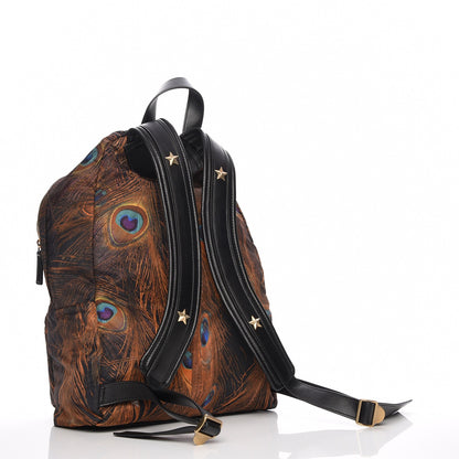 Givenchy Nylon Calfskin Peacock Print Backpack Brown 3 of 8