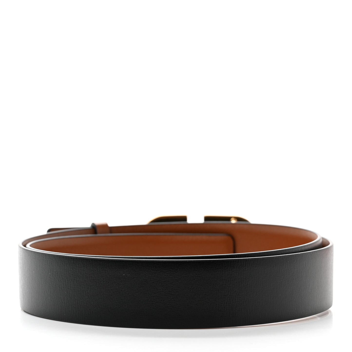 Glossy Calfskin VLogo Reversible 40mm Belt 80 32 Saddle Brown Black