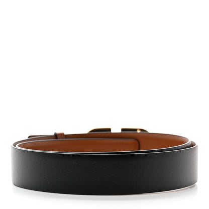Valentino Garavani Glossy Calfskin VLogo Reversible 40mm Belt 80 32 Saddle Brown Black 2 of 5