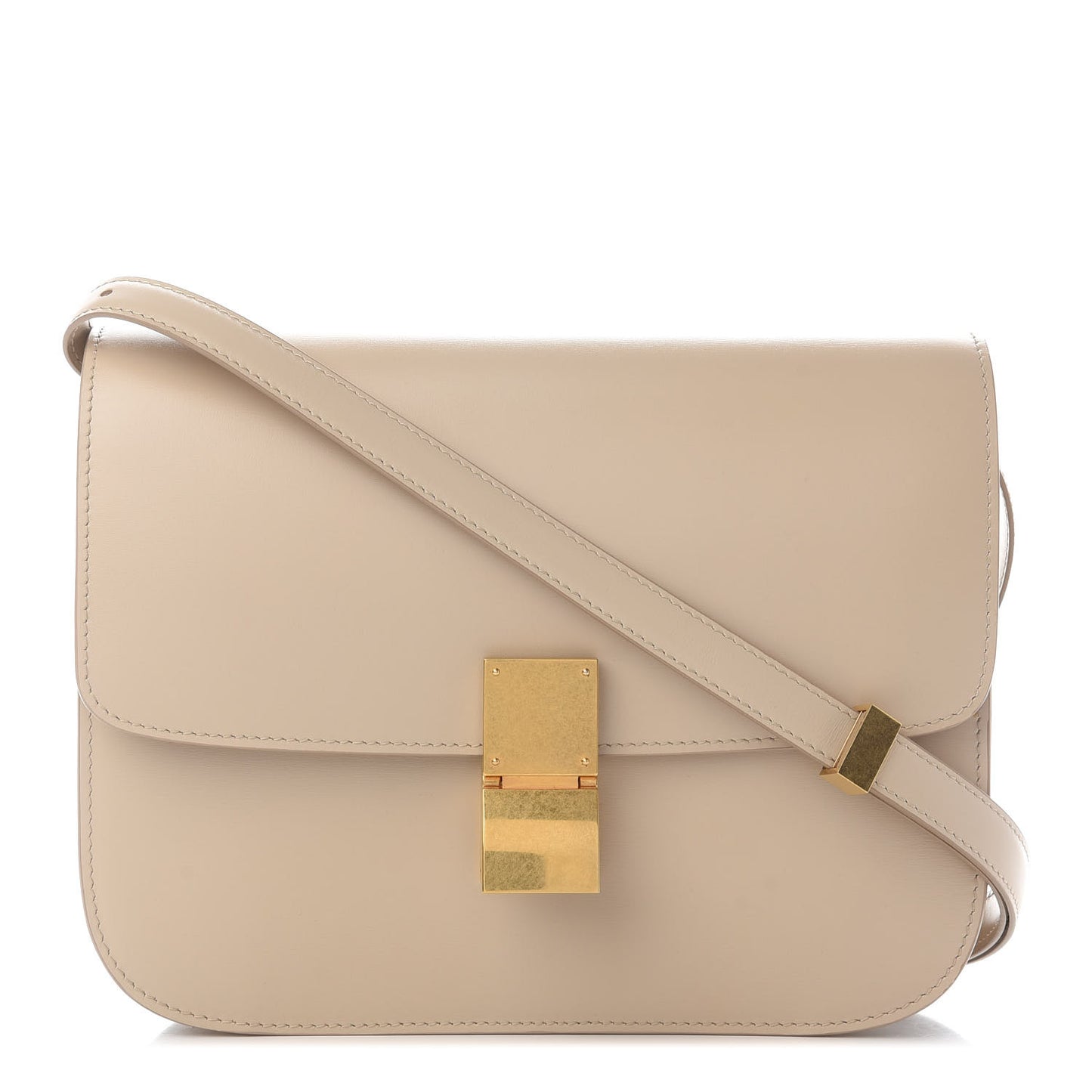 Box Calfskin Medium Classic Box Flap Bag Powder
