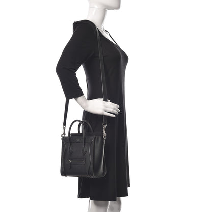 Celine Drummed Calfskin Nano Luggage Black 2 of 9