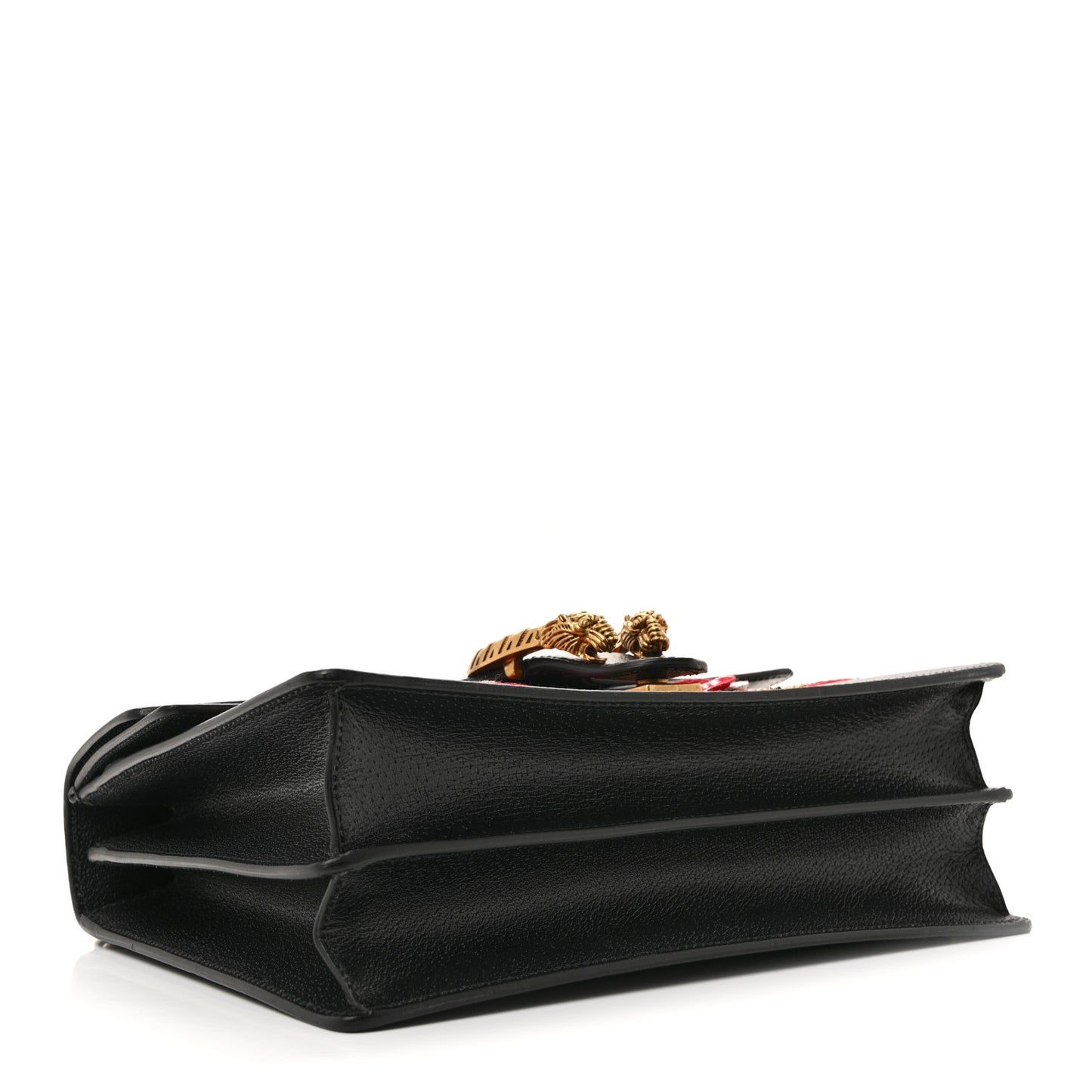 Calfskin Web Floral Embroidered Medium Dionysus Shoulder Bag Black