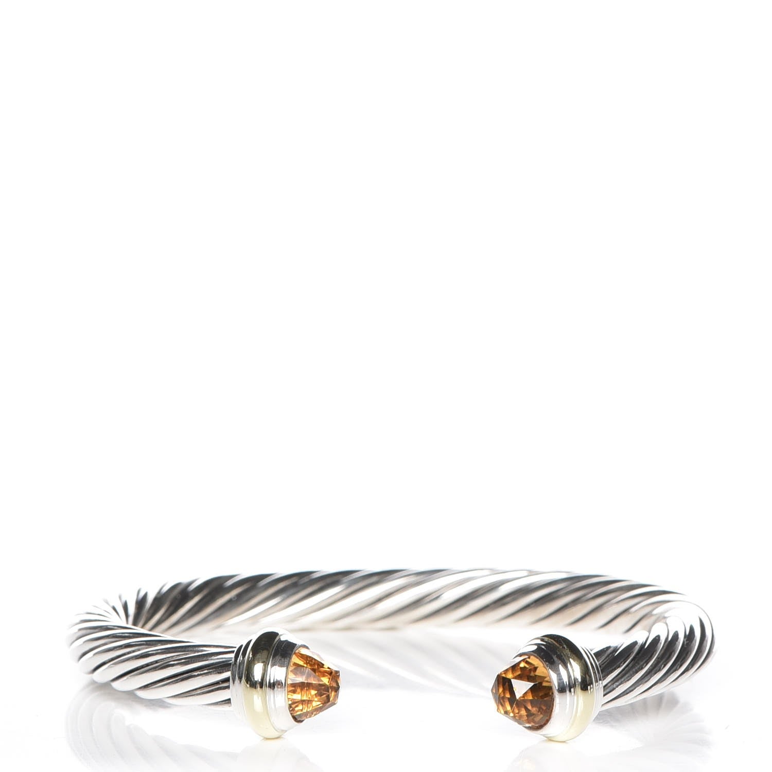 David Yurman Sterling Silver 14K Yellow Gold Citrine 7mm Cable Classics Bracelet 1 of 4