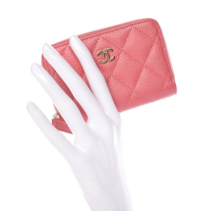 Chanel Caviar Quilted Zip Coin Purse Pink 2 of 8