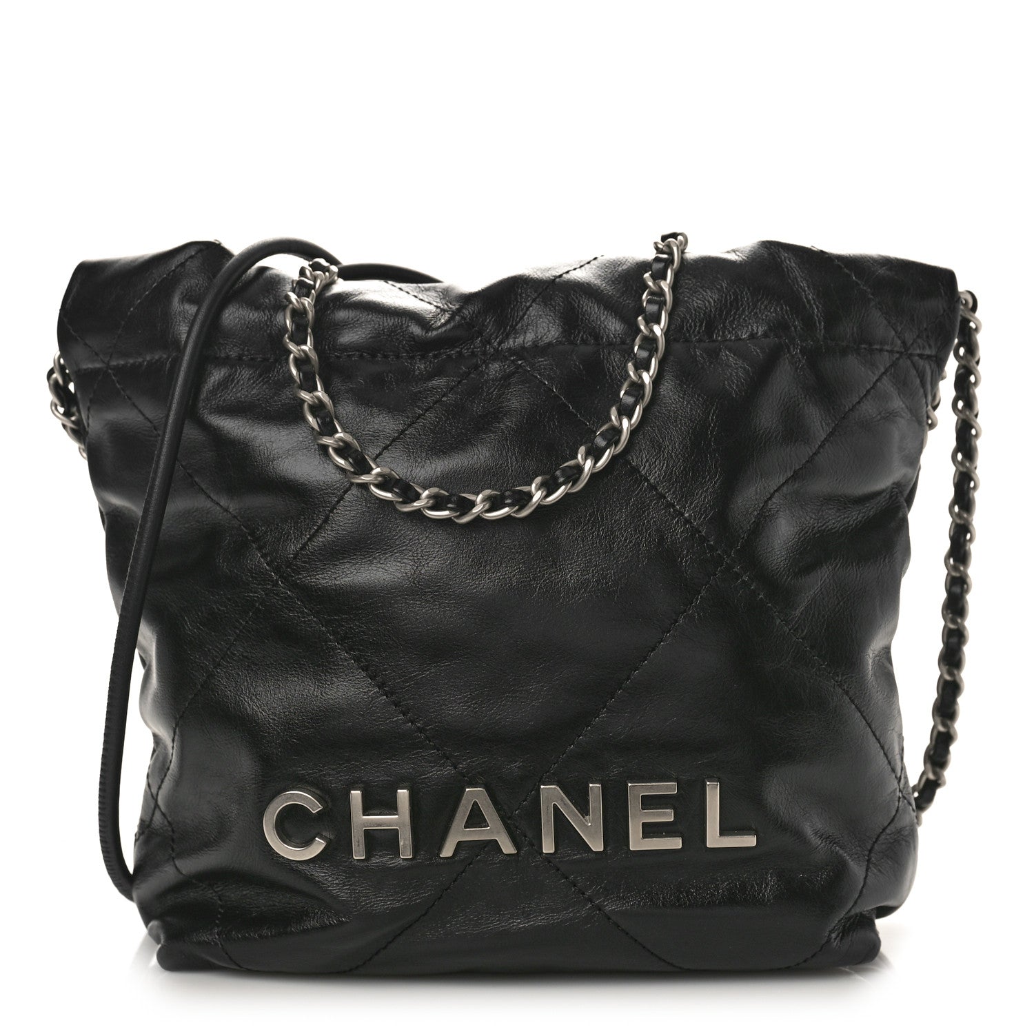 Chanel Shiny Calfskin Quilted Mini Chanel 22 Black 1 of 8