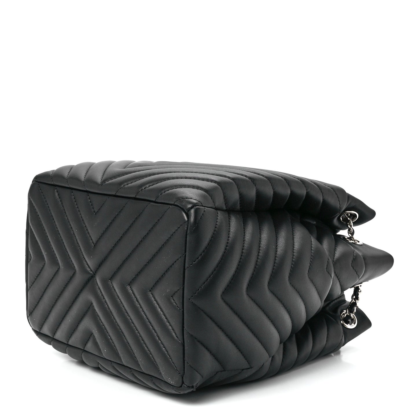 Lambskin Chevron Small Urban Spirit Drawstring Bag Black