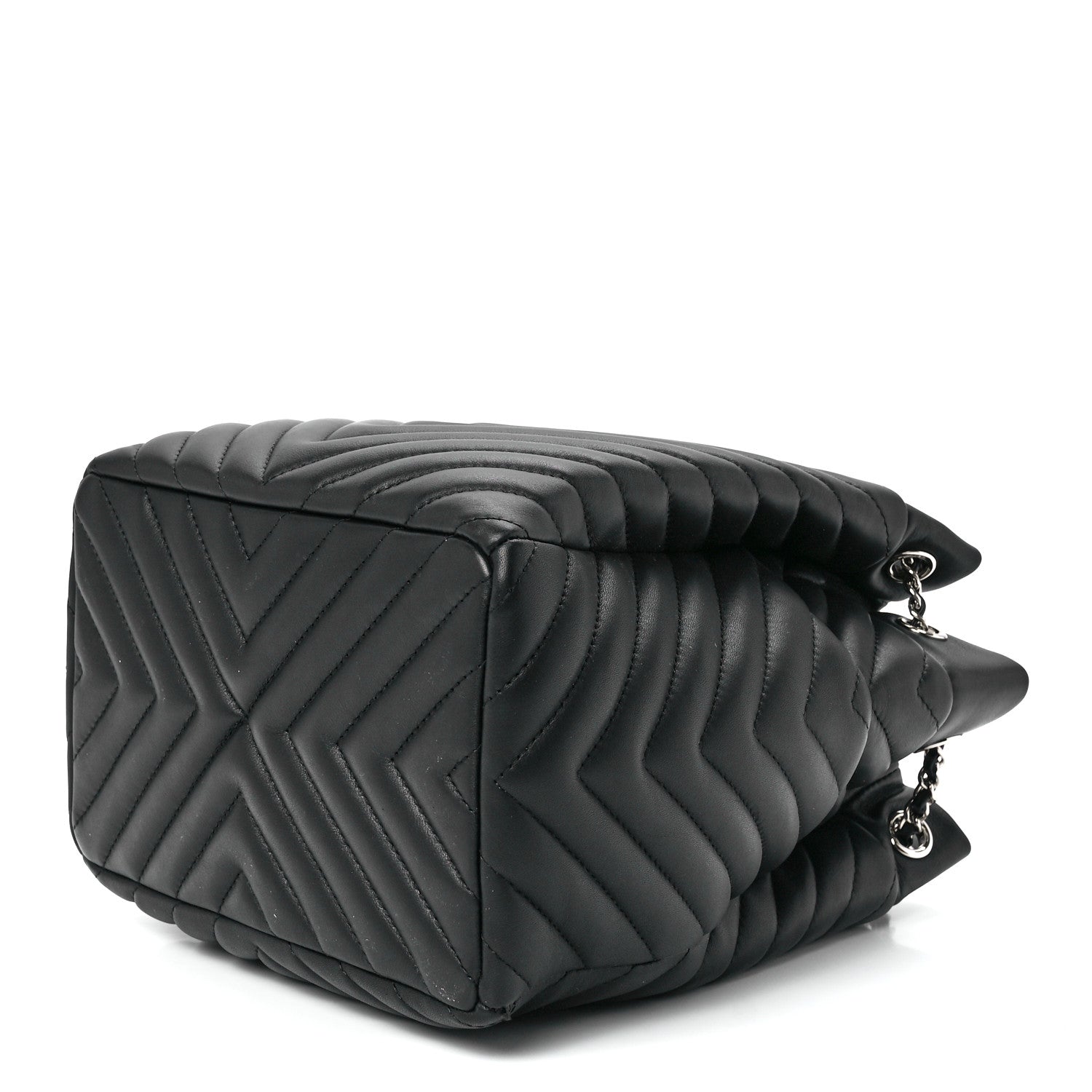 Chanel Lambskin Chevron Small Urban Spirit Drawstring Bag Black 9 of 12