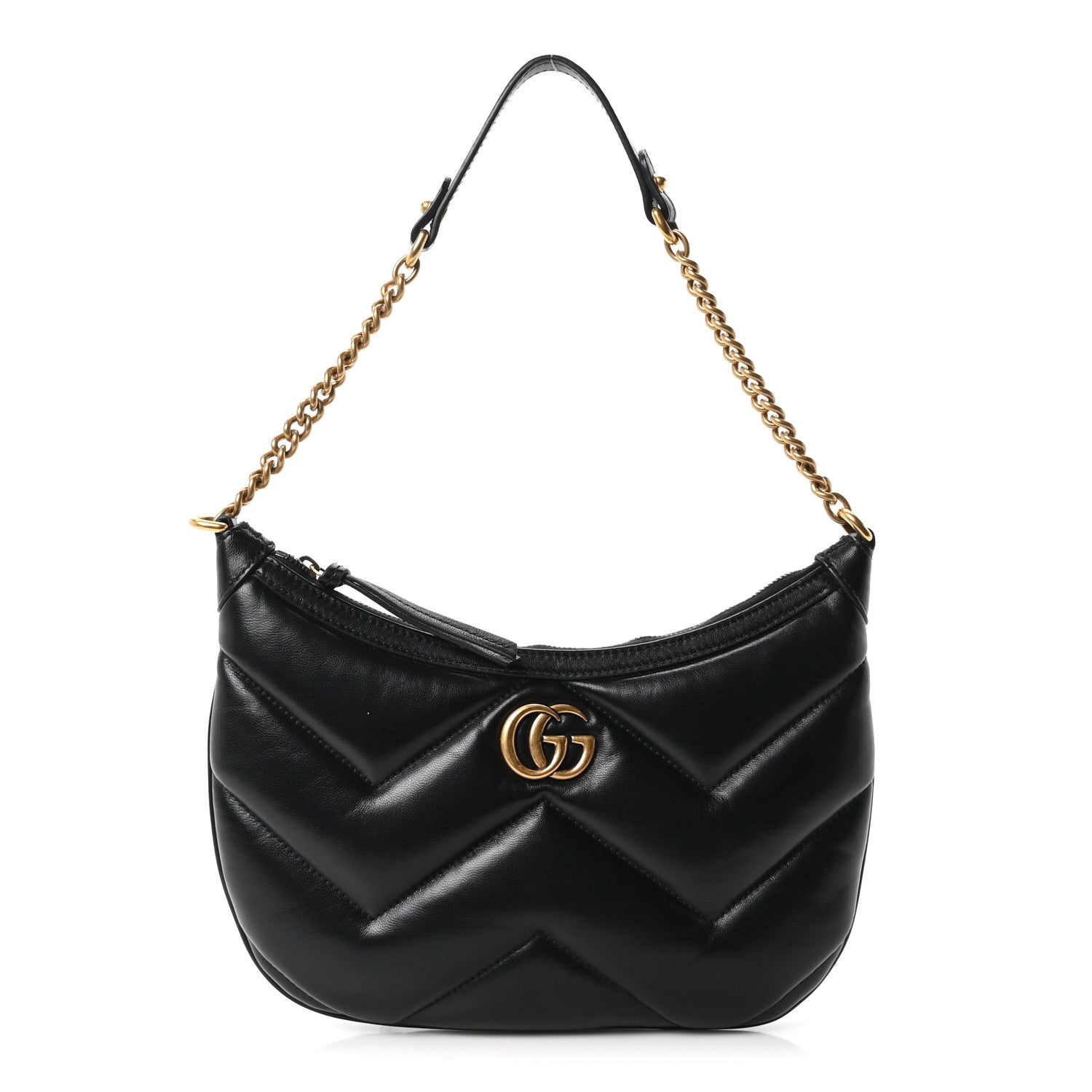 Gucci Calfskin Matelasse GG Marmont Half Moon Hobo Black 1 of 10