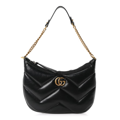 Gucci Calfskin Matelasse GG Marmont Half Moon Hobo Black 1 of 10