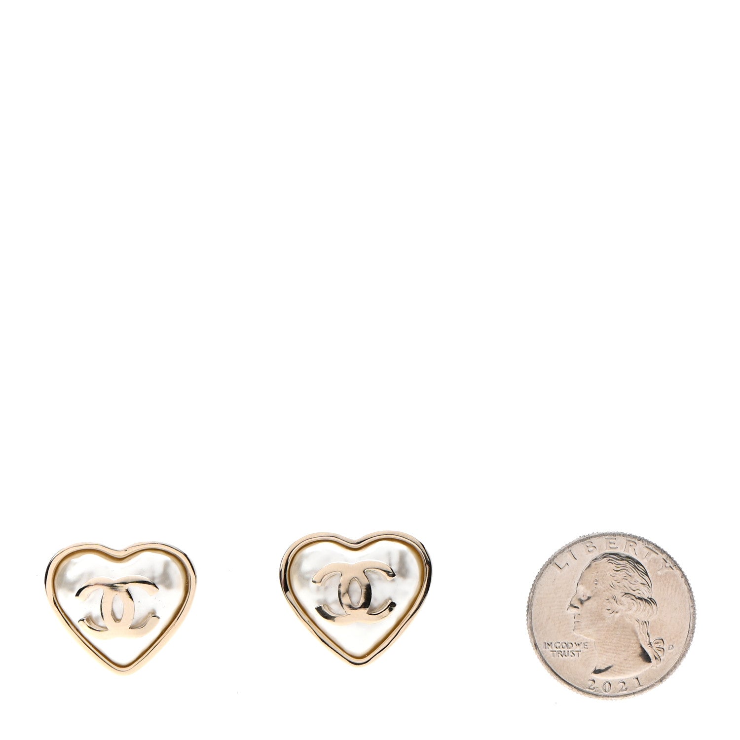 Chanel Pearl CC Heart Earrings Gold 2 of 4