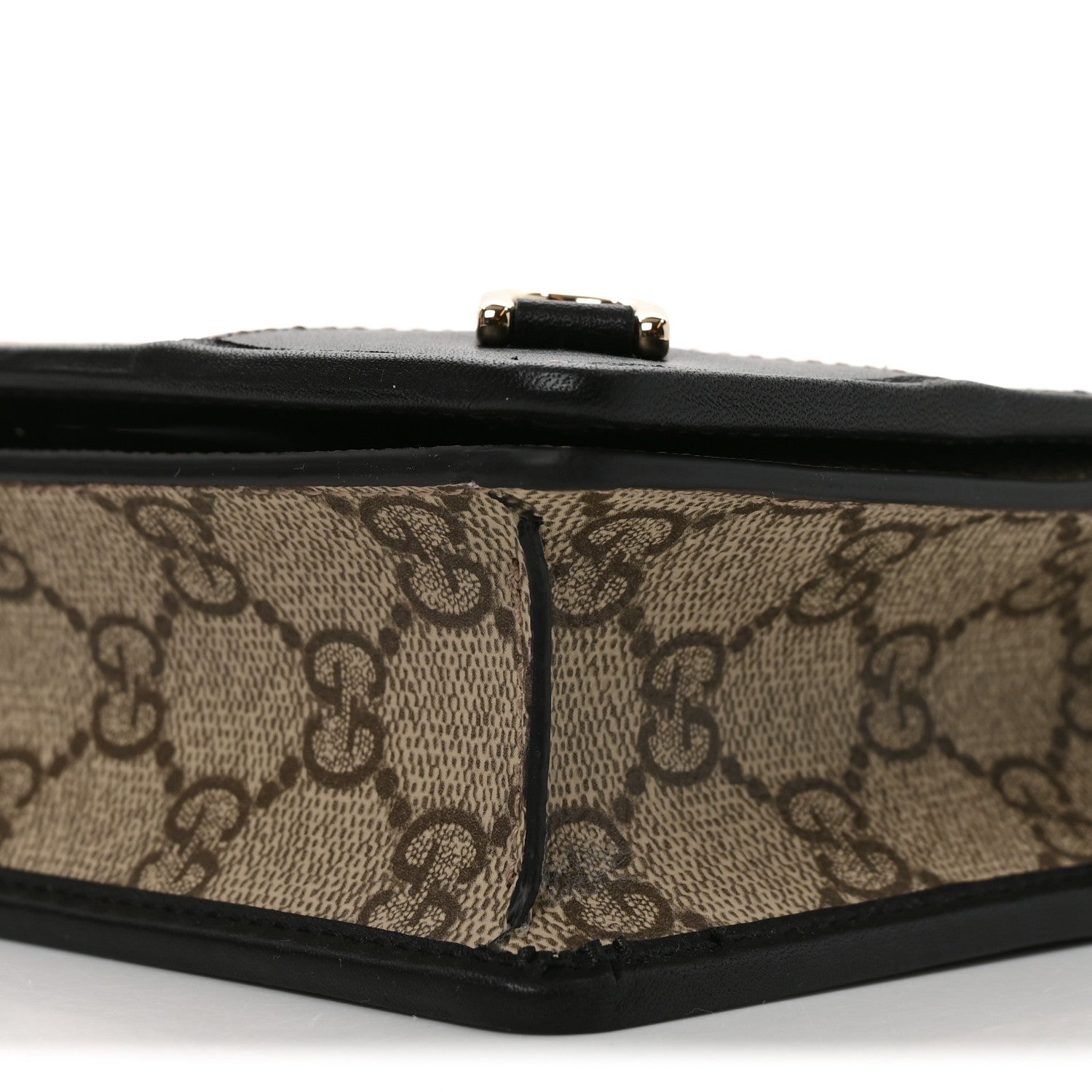 Gucci GG Emblem Monogram Wallet With Strap Beige Ebony Black 10 of 11