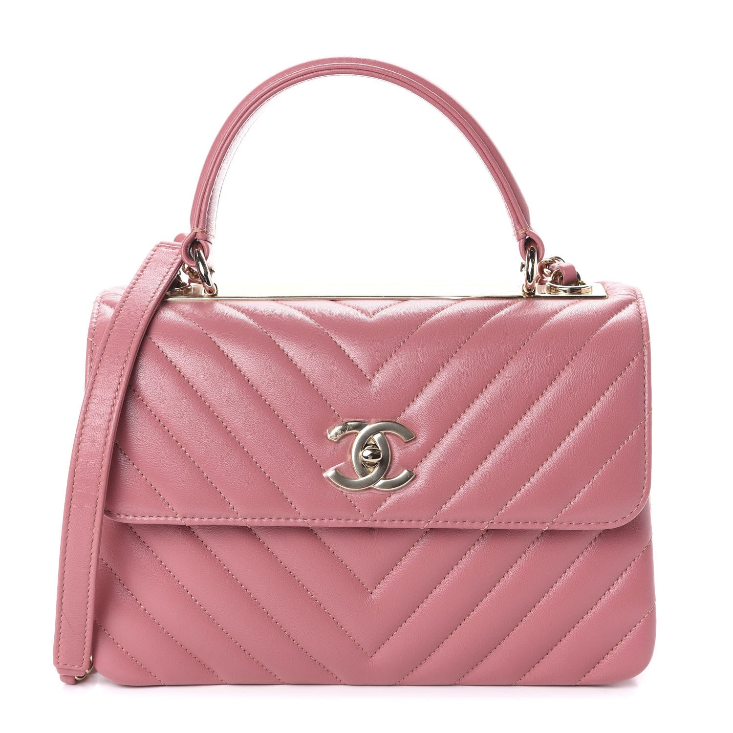 Chanel Lambskin Chevron Quilted Small Trendy CC Dual Handle Flap Bag Light Pink 1 of 10