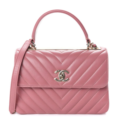 Chanel Lambskin Chevron Quilted Small Trendy CC Dual Handle Flap Bag Light Pink 1 of 10