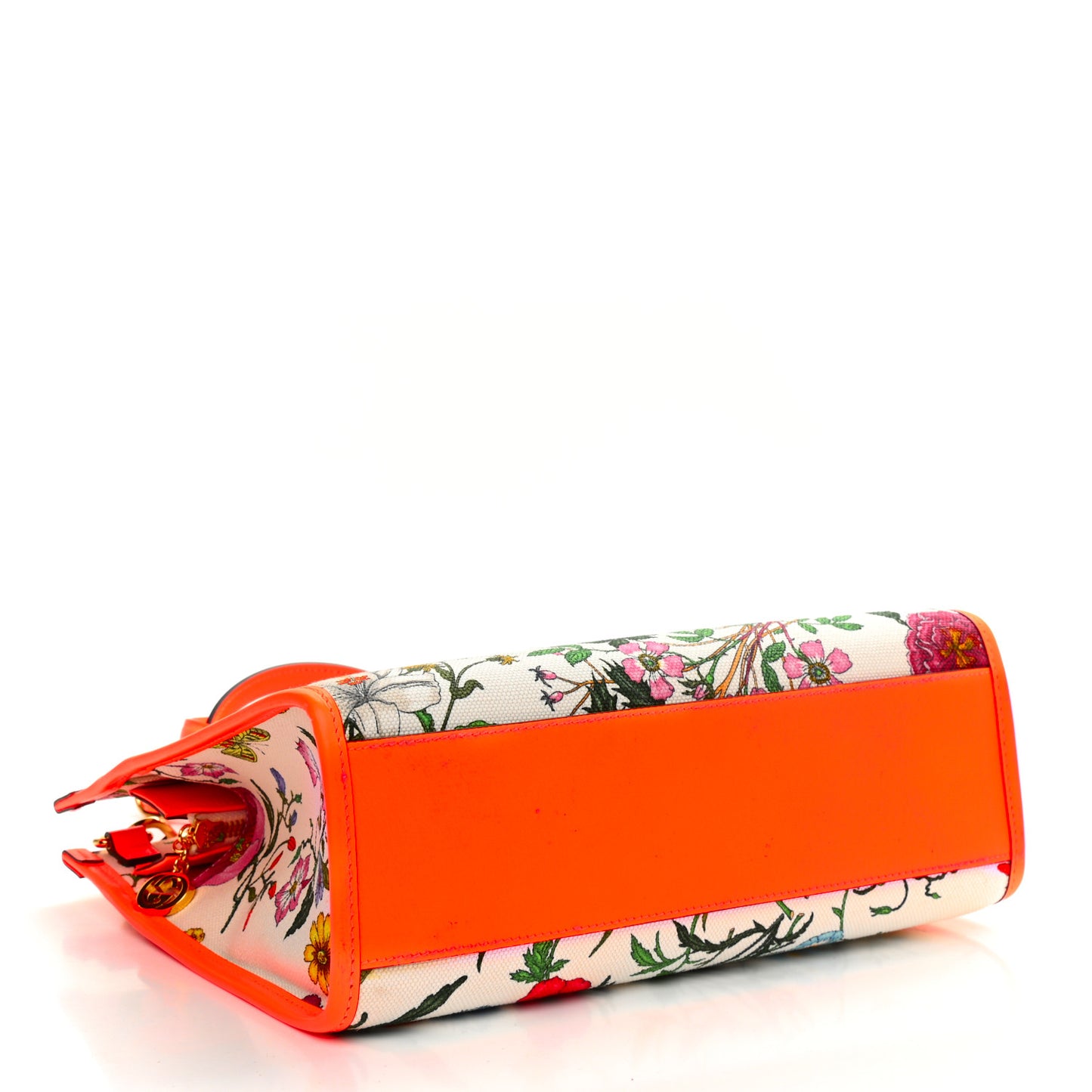 Canvas Medium Flora Tote White Multicolor Orange Fluo