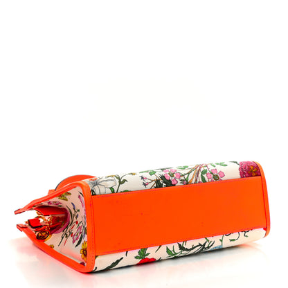 Gucci Canvas Medium Flora Tote White Multicolor Orange Fluo 4 of 11