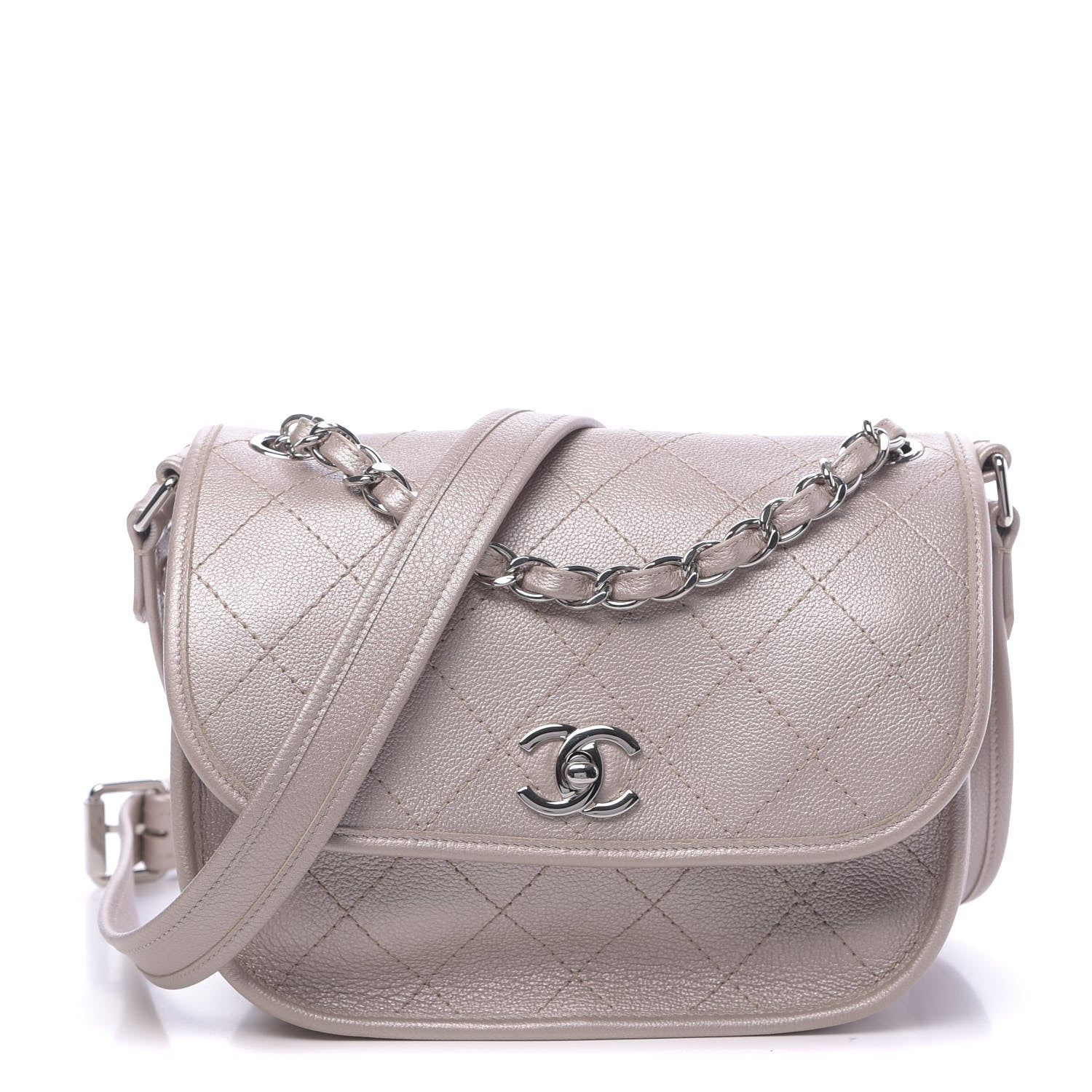 Chanel Metallic Calfskin Quilted Jungle Stroll Messenger Bag Gold 1 of 9