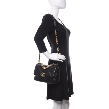 Chanel Goatskin Quilted Medium 19 Flap Black 2 of 11