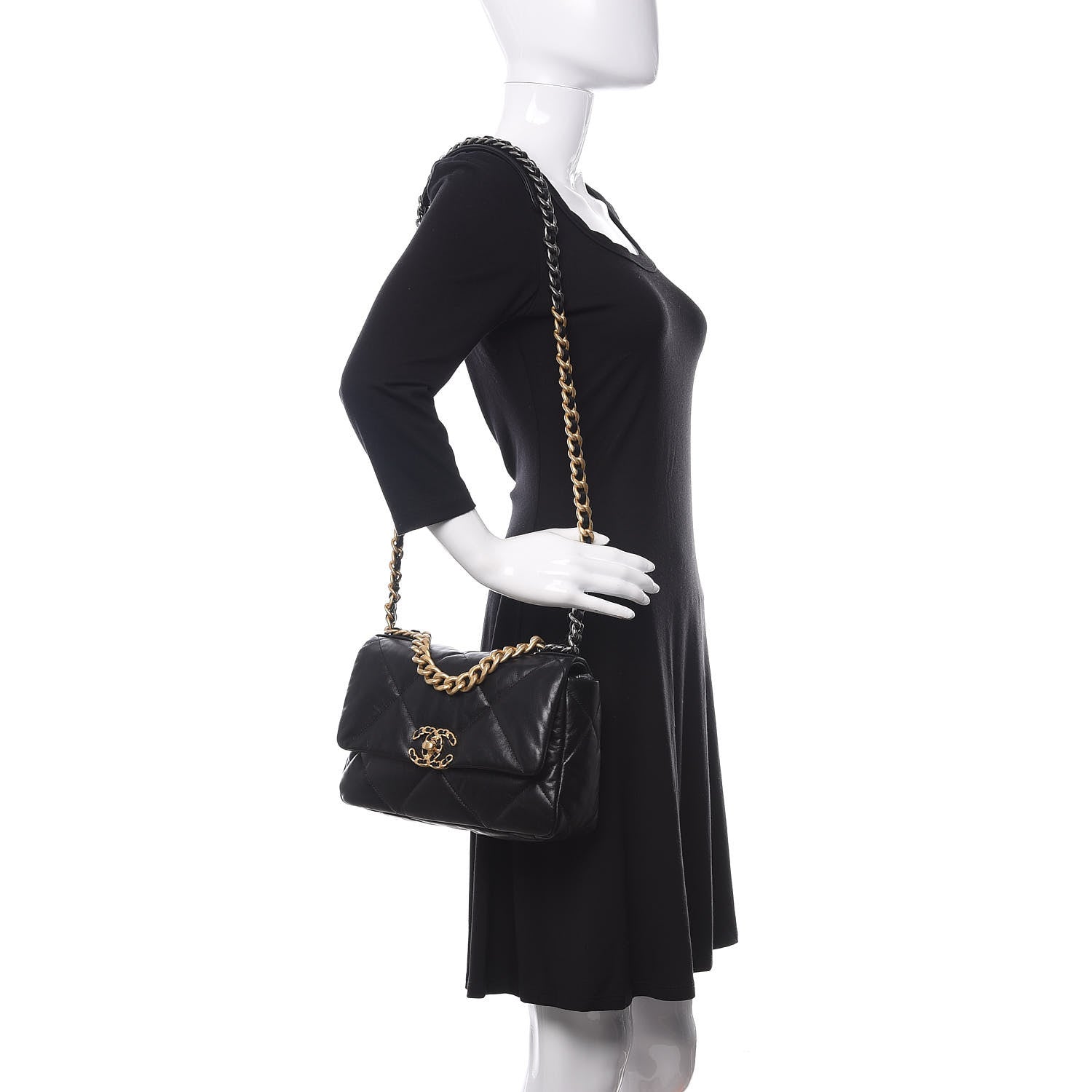 Chanel Goatskin Quilted Medium Chanel 19 Flap Black 2 of 10