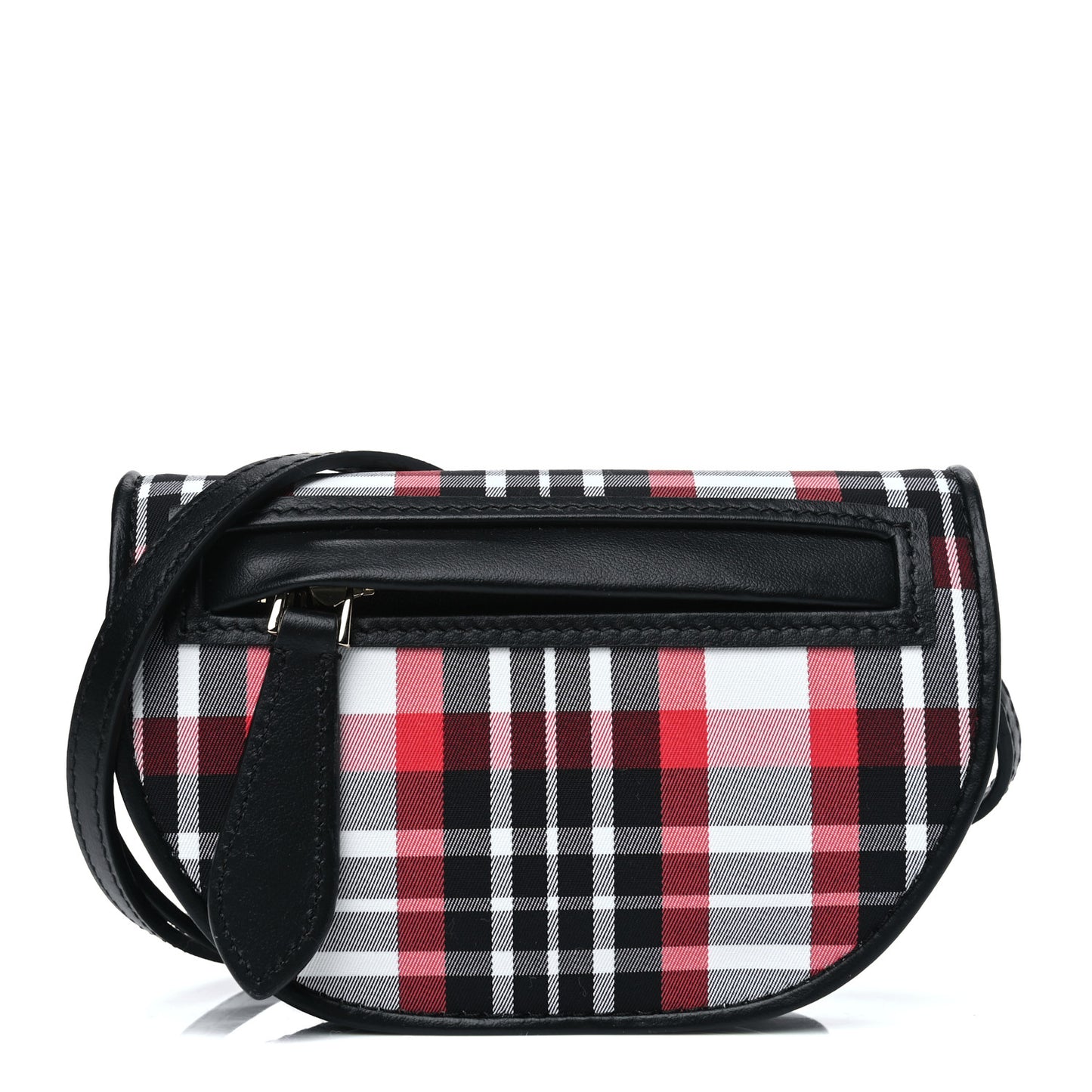 Calfskin Nylon Tartan Micro Olympia Card Case Bright Red