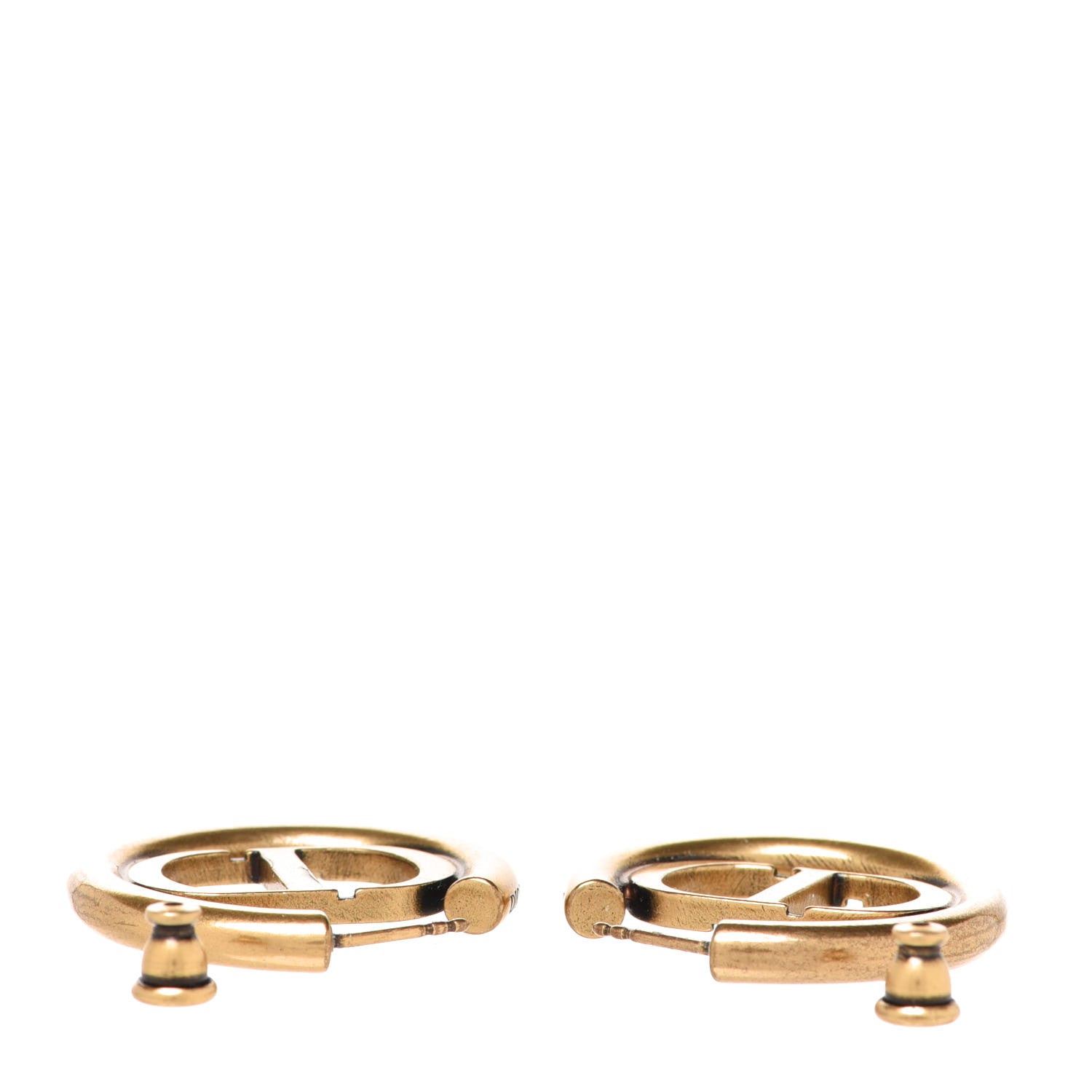 Christian Dior Metal 30 Montaigne Hoop Earrings Aged Gold 3 of 5