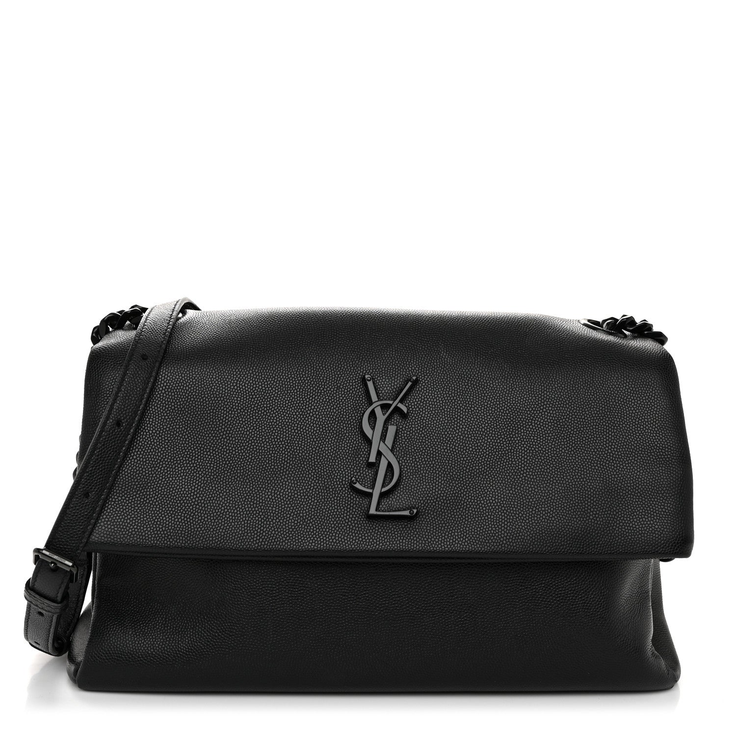 Saint Laurent Grain De Poudre Medium West Hollywood Monogram Fold-Over Black 1 of 10