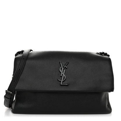 Saint Laurent Grain De Poudre Medium West Hollywood Monogram Fold-Over Black 1 of 10