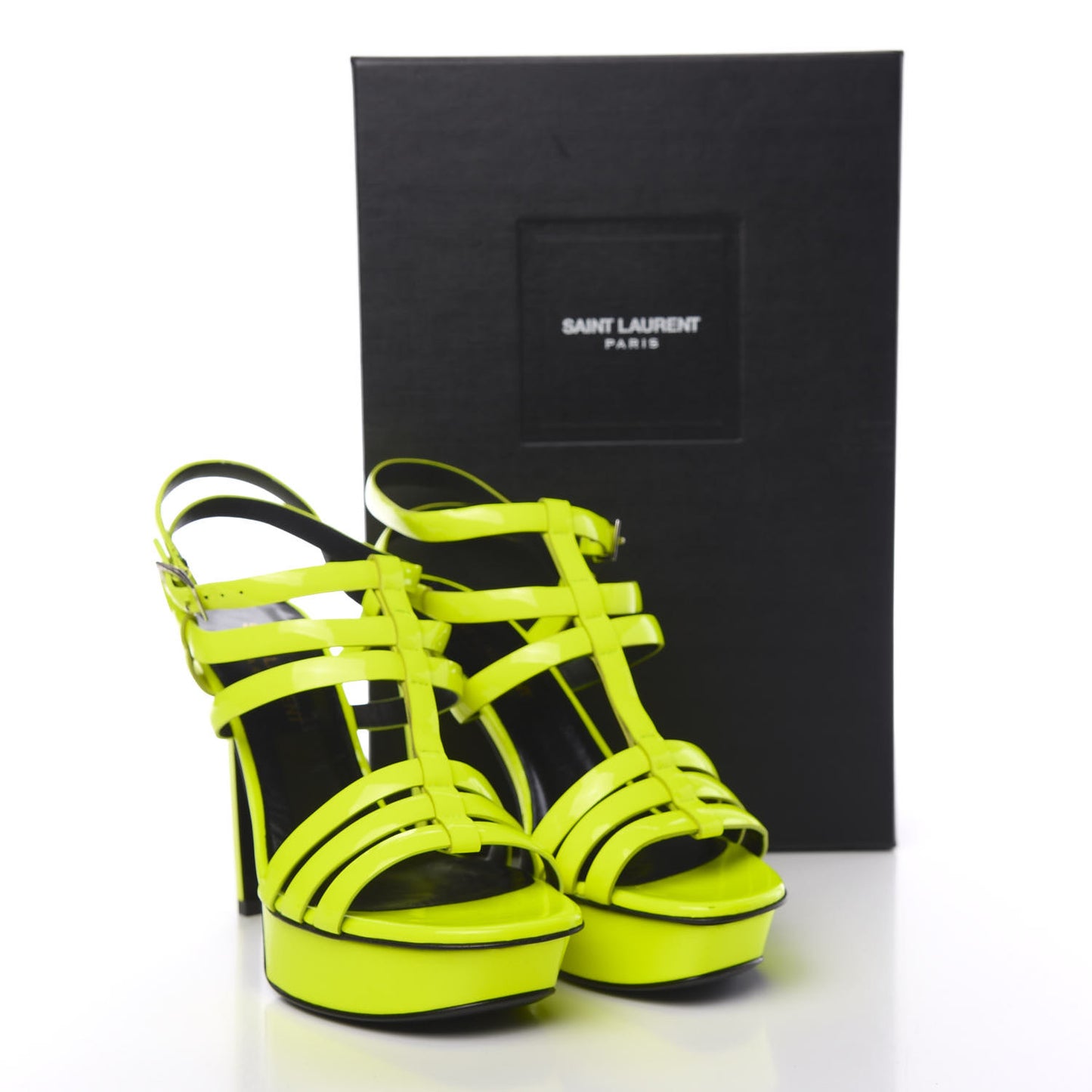 Calfskin Bianca 105 Platform Sandals 36 Neon Yellow